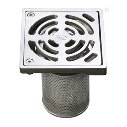 GE Industrial Floor Waste Combo SS Square Grate With Dual Strainer 150 X 100 PVC/HDPE/CU DI4M06SX