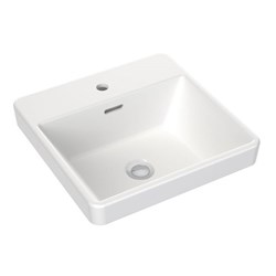 Clark Square Inset Basin 400mm 1 Taphole With Overflow White CL40013.W1