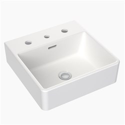 Clark Square Wall Basin 3 Taphole 400mm White CL40007.W3