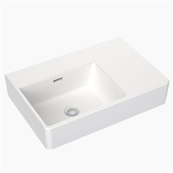 Clark Square Wall Basin Right Hand Shelf 600mm No taphole With Overflow White CL40008.W0RH