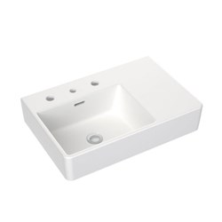 Clark Square Wall Basin Right Hand Shelf 600mm 3 Taphole With Overflow White CL40008.W3RH