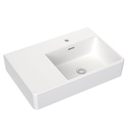 Clark Square Wall Basin Left Hand Shelf 600mm 1 Taphole With Overflow White CL40009.W1LH