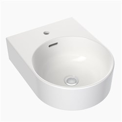 Clark Round Wall Basin 350mm 1 Taphole With Overflow White CL40002.W1