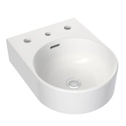 Clark Round Wall Basin 350mm 3 Taphole With Overflow White CL40002.W3 OBS