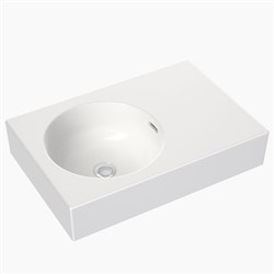 Clark Round Wall Basin Right Hand Shelf No Taphole With Overflow White CL40003.W0RH