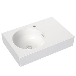 Clark Round Wall Basin Right Hand Shelf 600mm 1 Taphole With Overflow White CL40003.W1RH