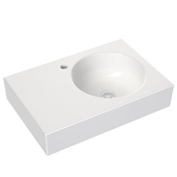 Clark Round Wall Basin Left Hand Shelf 600mm 1 Taphole With Overflow White CL40004.W1LH