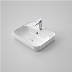 Caroma Tribute Rectangle Inset Basin 500mm 1 Taphole With Overflow White 877515W