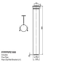 Rinnai Flue Pipe Plastic Inner Outer FFPPPIPE1000