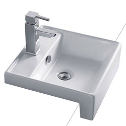Seima Kyra 215 Semi Recessed Basin 450mm 1 Taphole With Overflow White 191486