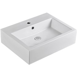 Fienza Modena Above Counter Basin 590mm 1 Taphole With Overflow (No P&W) White RB07N