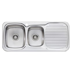 Oliveri Petite Double Centre Bowl Sink 1430mm 1 Taphole PE353