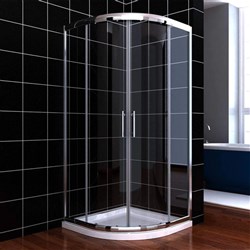 Elegant Showers Silver Curved Shower Enclosure Round Sliding Door 800mm AEQE88