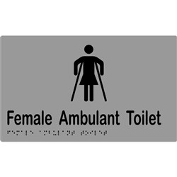 Female Ambulant Toilet Sign Braille 220mm X 150mm Stainless Steel MLS16266_SS