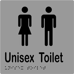 Unisex Toilet Sign Braille 150mm X 150mm Stainless Steel MLS16211_SS