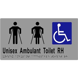 Unisex Ambulant Toilet Sign Braille Right Hand 280mm x 150mm Stainless Steel MLS16303_SS
