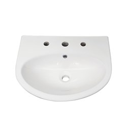 Gentec Sterisan Wall Basin 500mm 3 Taphole With Overflow White SANB5003F