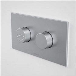 Caroma Invisi II Plastic Round Dual Flush Plate And Raised Care Buttons Satin 237011S
