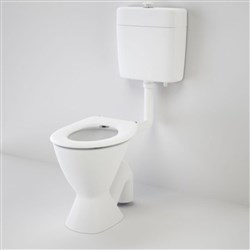 Caroma Care 100 Connector S Trap Toilet Suite With Caravelle Care Single Flap Seat White 982908W