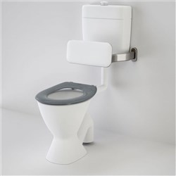 Caroma Care 100 Connector S Trap Toilet Suite with Backrest And Caravelle Care Single Flap Seat Grey 982908BAG