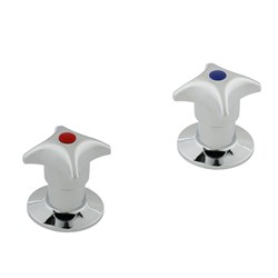 Galvin Engineering Pair 1/2 Turn Safetap Wall Top Assembly With Handles & Buttons Chrome 32638