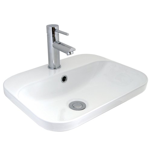 Seima Pacto 450 Inset / Above Counter Basin 1 Taphole With Overflow (No P&W) White 191082