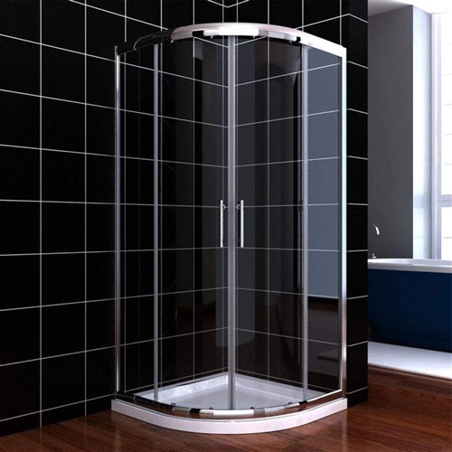 Elegant Showers Silver Curved Shower Enclosure Round Sliding Door 800mm AEQE88