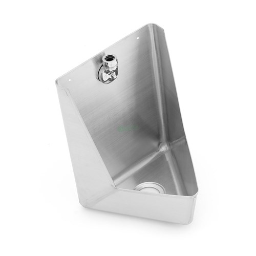3Monkeez Stainless Steel Wall Hung Urinal Top Inlet / Bottom Outlet With Flush Pipe AB-URN-KIT