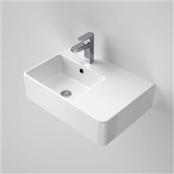 Caroma Cube Extension Wall Basin Right Hand Shelf 1 Taphole With Overflow White 864115W