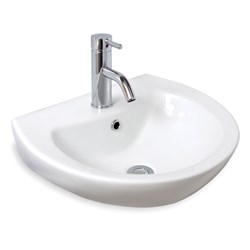 Seima Chios 515 Wall Basin 500mm 1 Taphole With Overflow (No P&W) White 191494