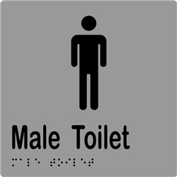 Male Toilet Sign Braille 150mm X 150mm Stainless Steel MLS16242_SS