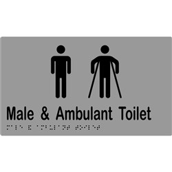 Male And Male Ambulant Toilet Sign Braille 260mm x 150mm Stainless Steel MLS16246A_SS