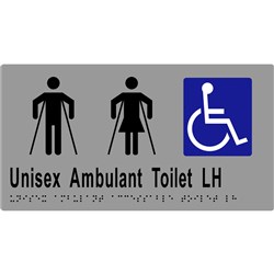 Unisex Ambulant Toilet Sign Braille Left Hand 280mm x 150mm Stainless Steel MLS16302_SS