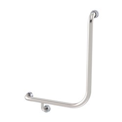 Stainless Steel Healthcare Left Hand Grab Rail 90 Degree 600mm x 600mm Satin OBS