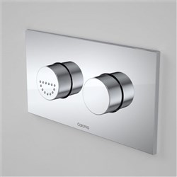 Caroma Invisi II Plastic Round Dual Flush Plate And Raised Care Buttons Chrome 237011C