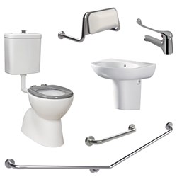 Fienza Accessible Toilet Care Kit With Left Hand 40 Degree Grab Rail And Basin Mixer CARE2LG