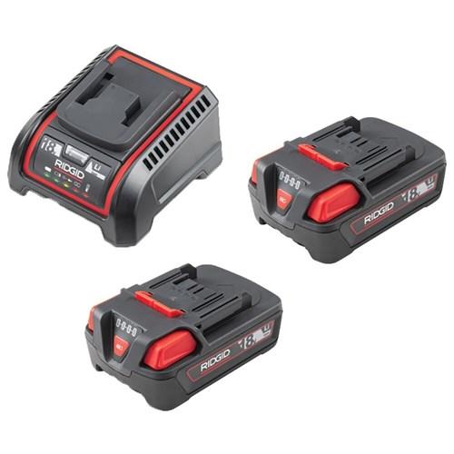 thumbnail image of Ridgid 2 Batteries/Charger Kit 32693