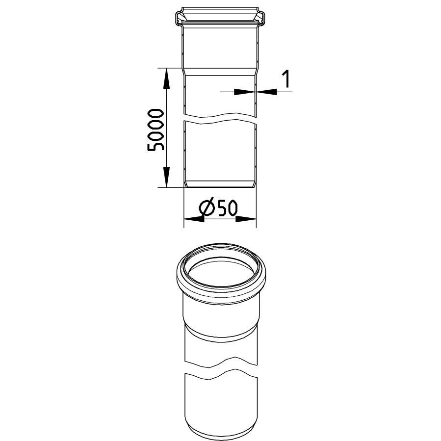 Blucher Stainless Steel RRJ Euro Drainage Pipe Length 50mm x 5 Meters 811.500.050 S