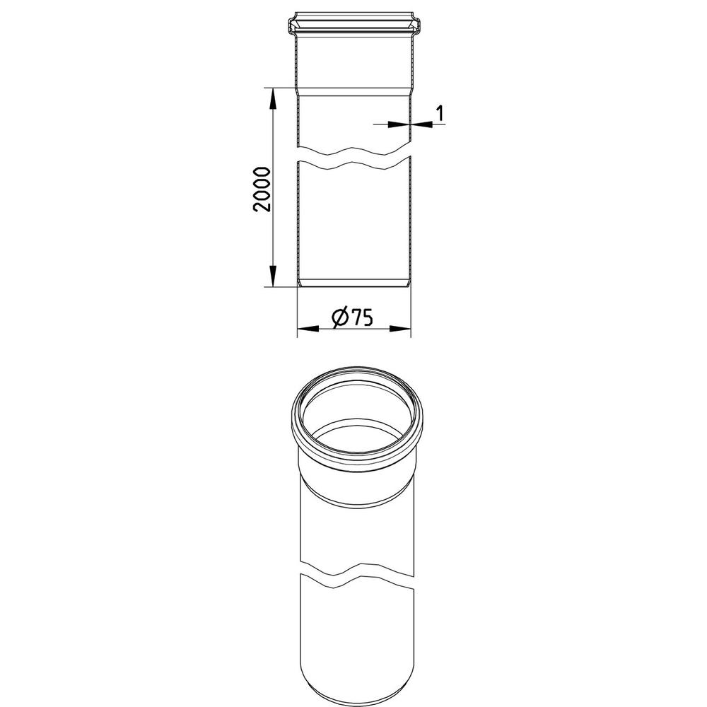 Blucher Stainless Steel RRJ Euro Drainage Pipe Length 75mm x 2 Meters 811.200.075 S