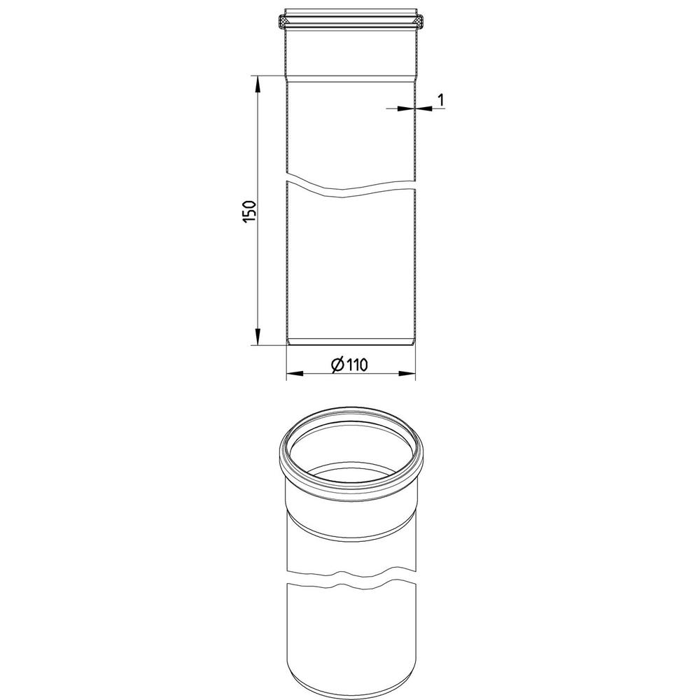 Blucher Stainless Steel RRJ Euro Drainage Pipe Length 82mm x 150mm 811.015.082 S