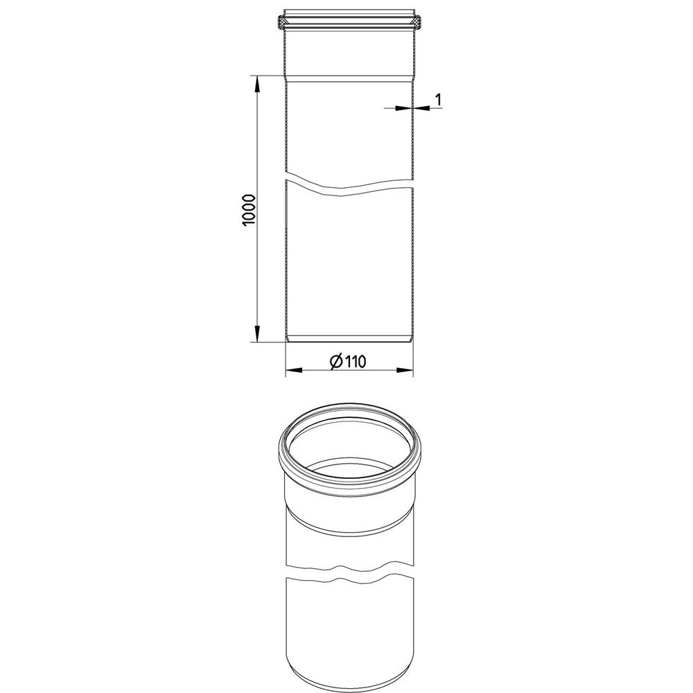 Blucher Stainless Steel RRJ Euro Drainage Pipe Length 82mm x 1 Meter 811.100.082 S