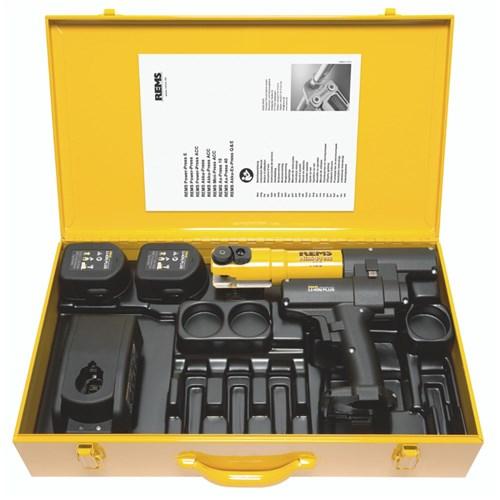 Rems Inline Mini-Press S Tool Pack Two Batteries With Charger & Three VAU Copper Tongs 15mm - 25mm 22 Volt RM578015-VAU