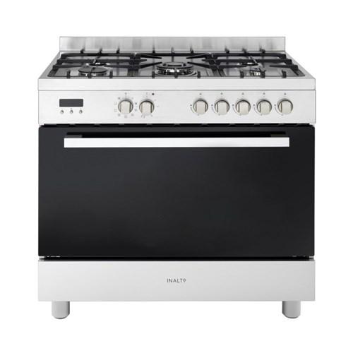 Inalto Freestanding 5 Burner Gas Cooktop With Electric Oven 90cm Stainless Steel RU9EGB