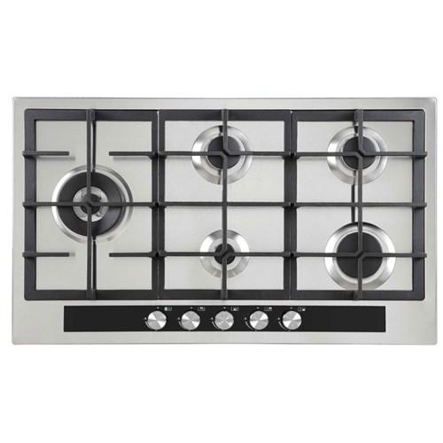 Inalto Cooktop 5 Burner Including 1 Wok Burner 90cm Gas Cooktop Stainless Steel ICG905W