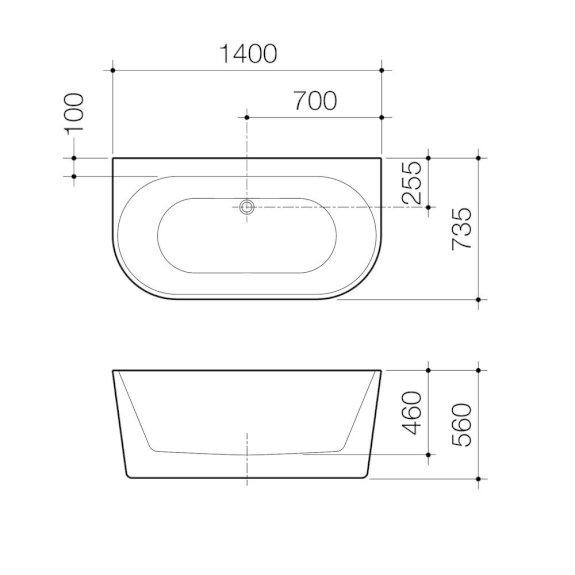 Caroma Urbane II Back To Wall Freestanding Bath 1400 AU4WFW