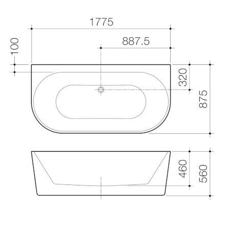 Caroma Urbane II Back To Wall Freestanding Bath 1800mm AU8WFW