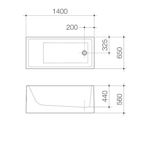 Caroma Liano Back To Wall Free Standing Bath 1400mm LN4WFW