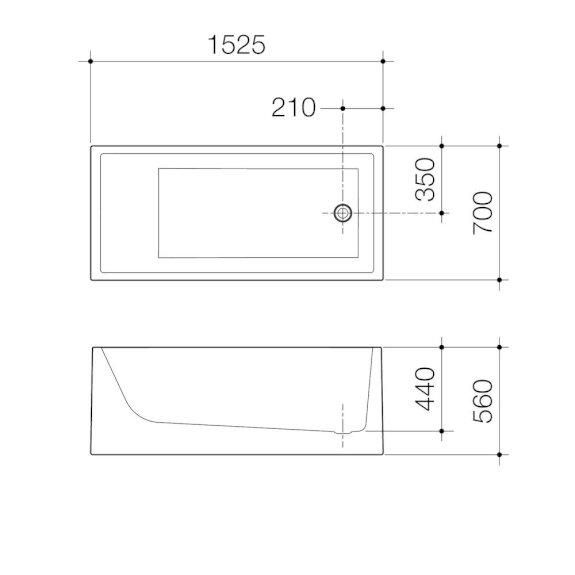 Caroma Liano Back To Wall Free Standing Bath 1525mm LN5WFW