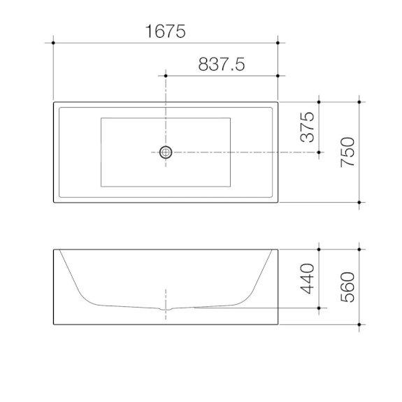 Caroma Liano Back To Wall Free Standing Bath 1675mm LN7WFW