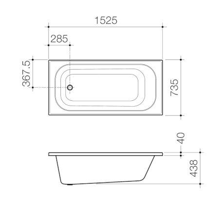 Caroma Luna Four Tile Flange Bath 1525mm LU5W